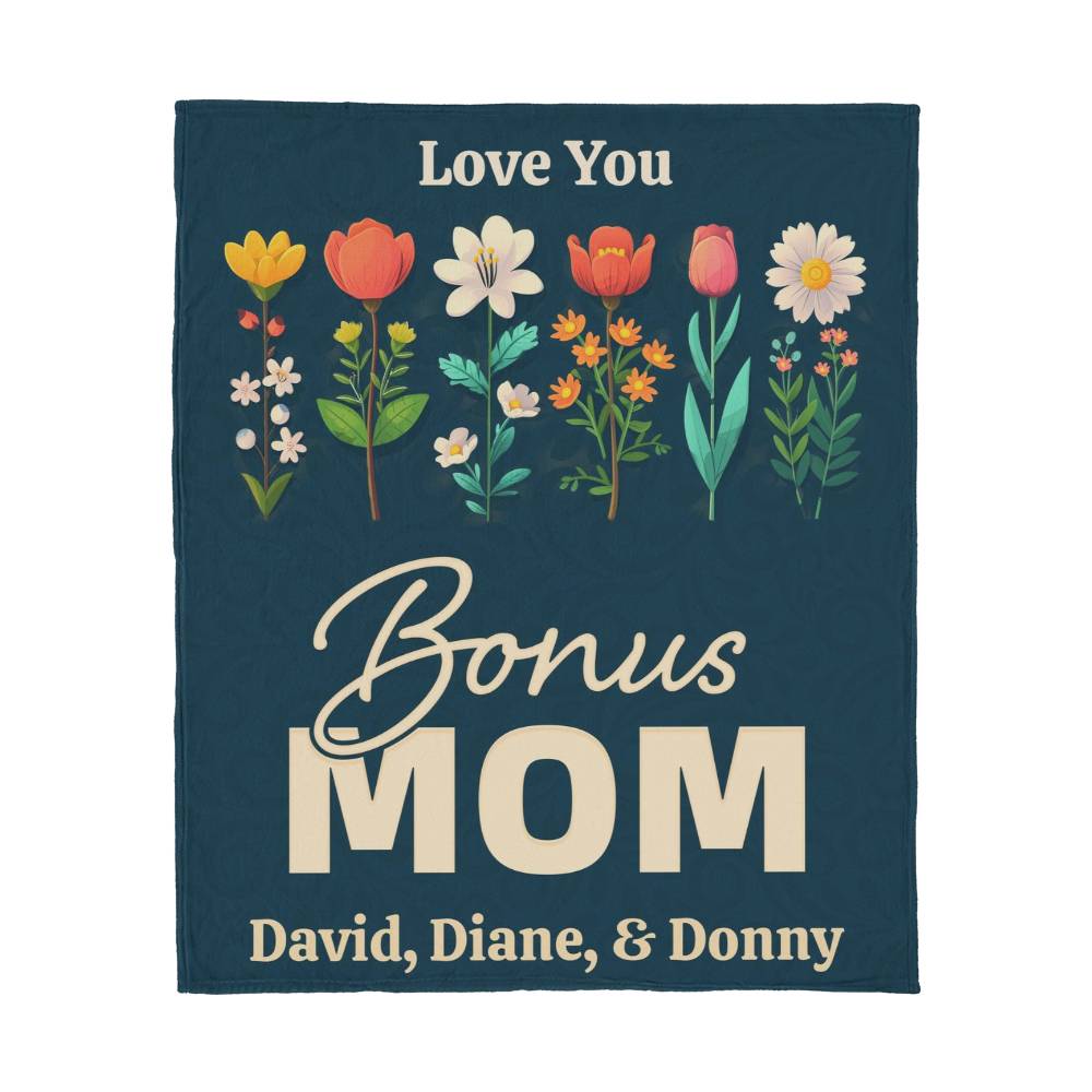 Personalized Bonus Mom Jersey Fleece Blanket 50" x 60"