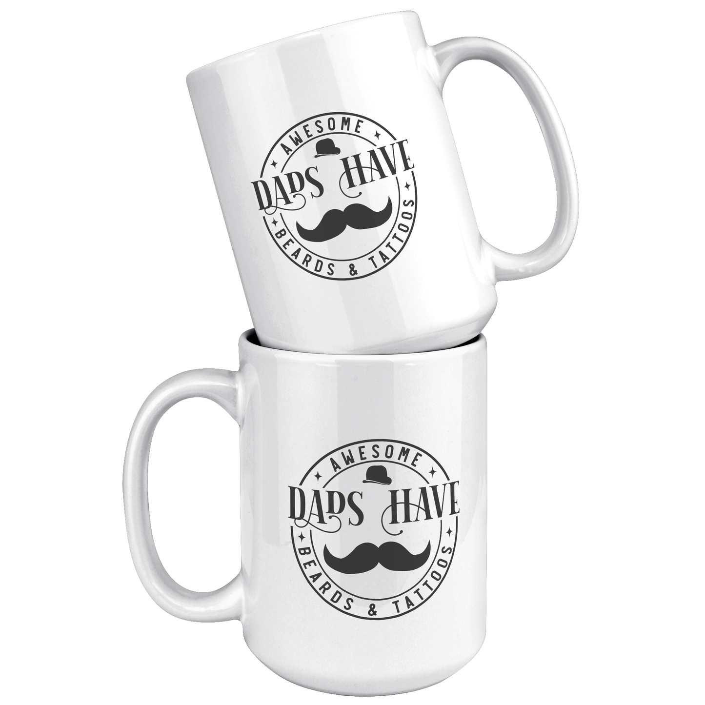 Awesome Dads Have Beards And Tattoos White Ceramic Mug