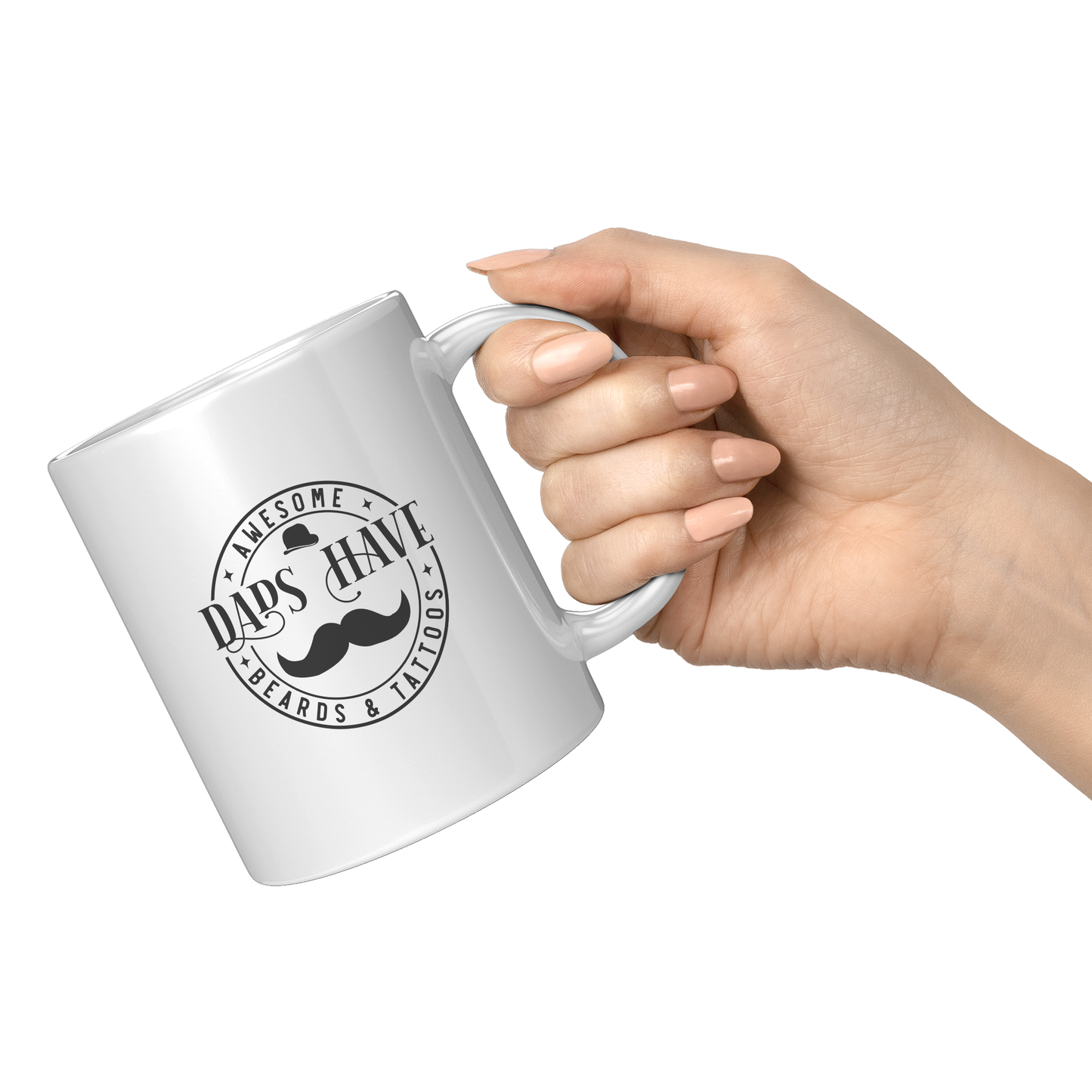 Awesome Dads Have Beards And Tattoos White Ceramic Mug