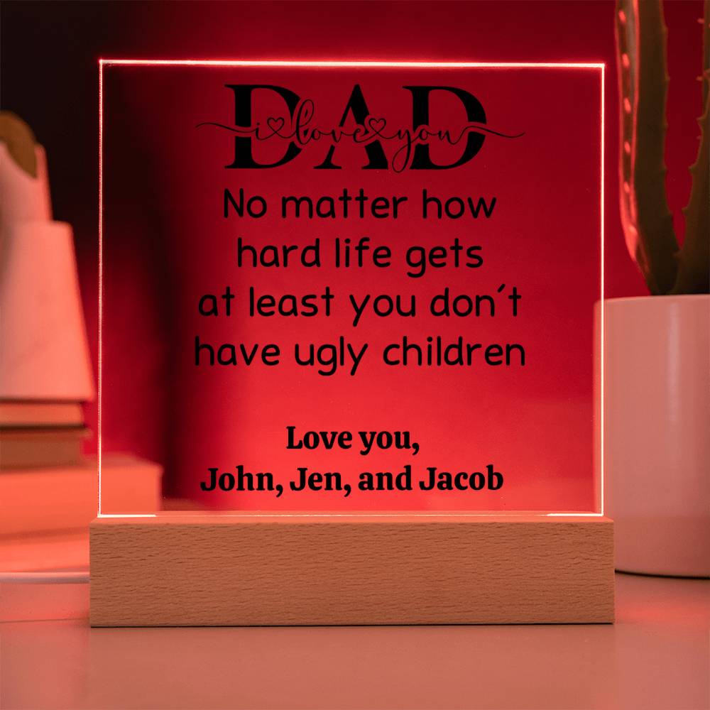Personalized Acrylic Square Plaque Love You Dad