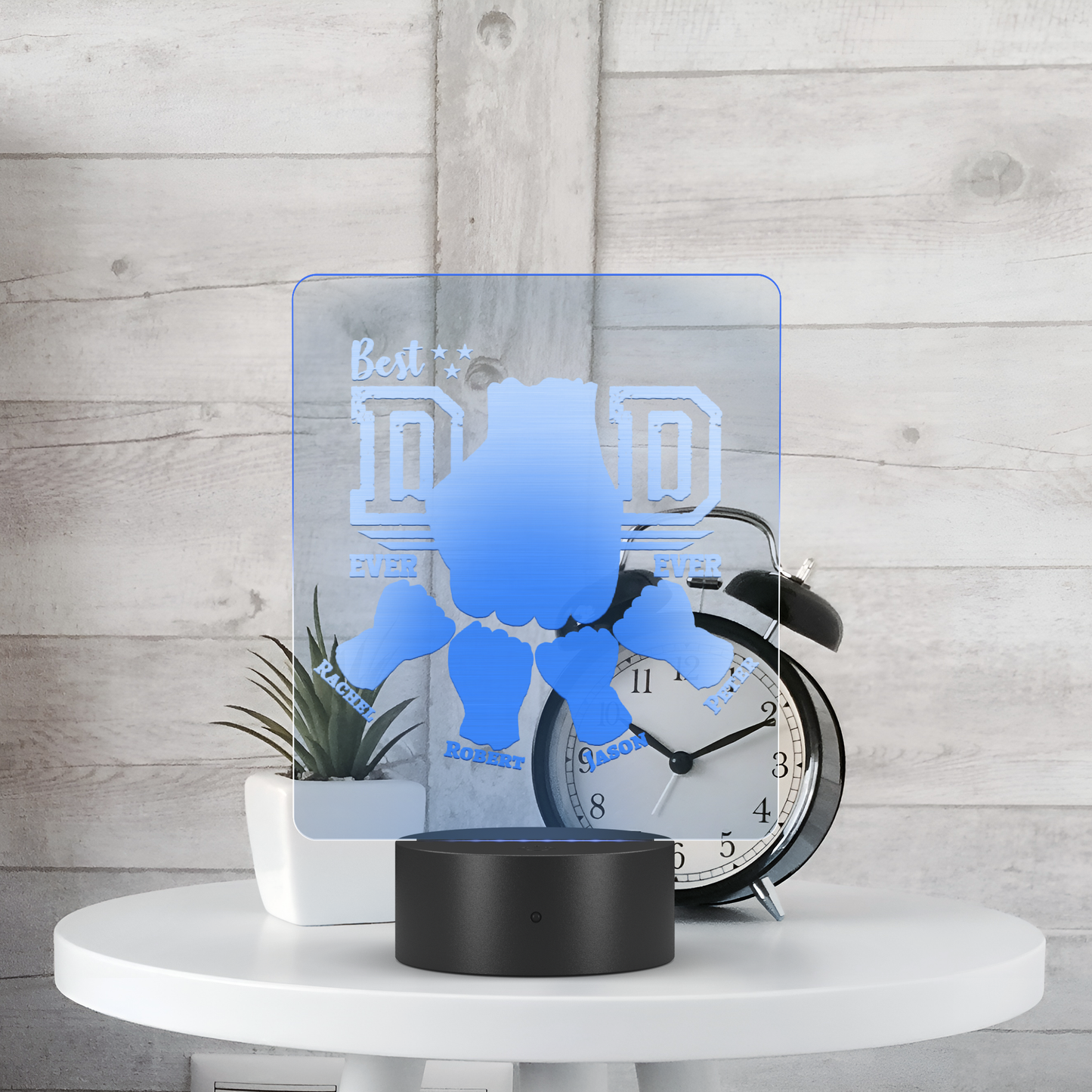 Personalized Best Dad Ever Fist Bump Acrylic Light - Choose 1-4 Children Personalized With Names