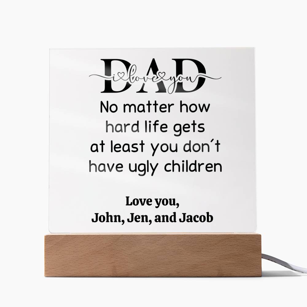 Personalized Acrylic Square Plaque Love You Dad