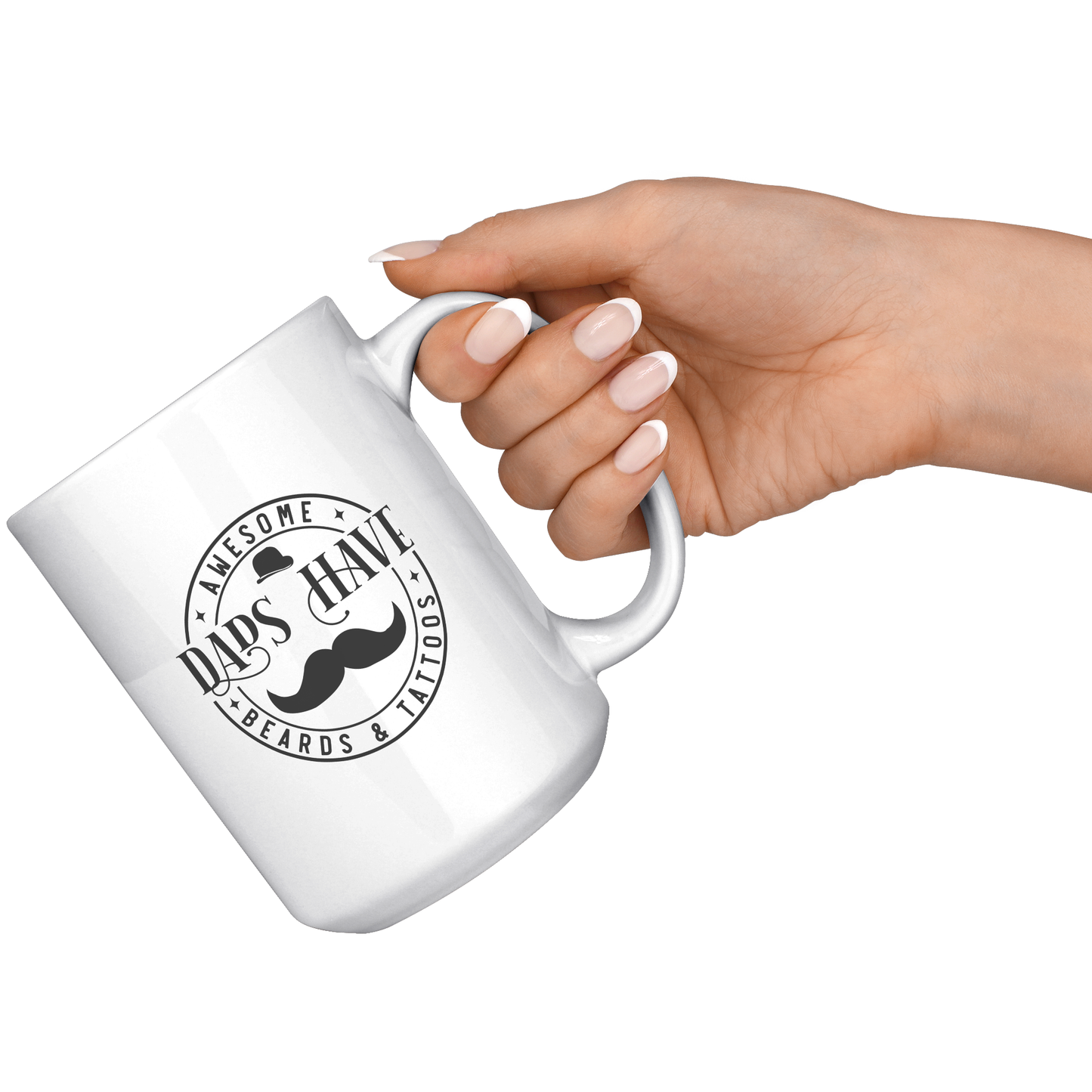 Awesome Dads Have Beards And Tattoos White Ceramic Mug