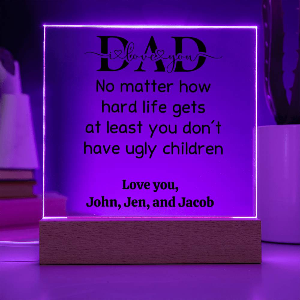Personalized Acrylic Square Plaque Love You Dad