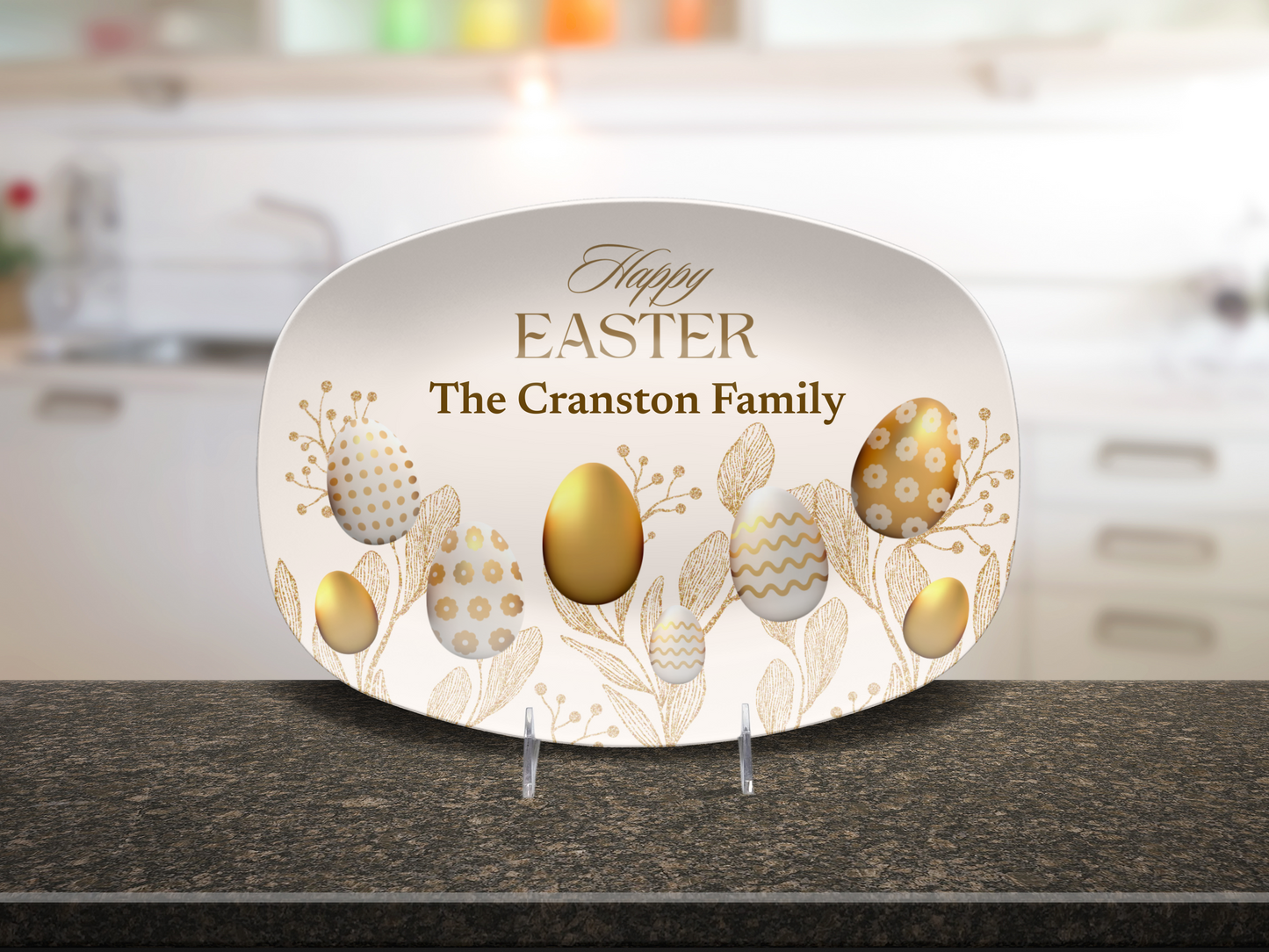 Personalized Happy Easter Golden Egg Platter
