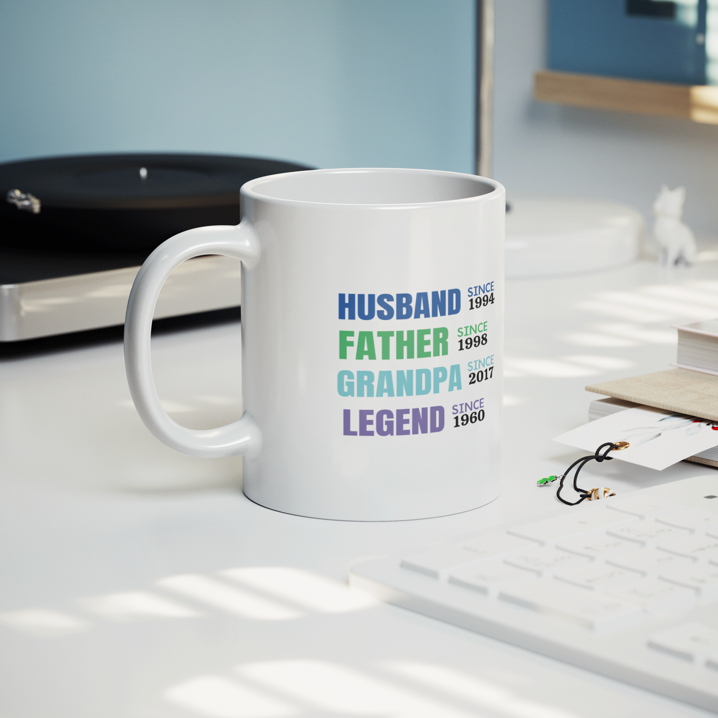 Personalized Husband, Father, Grandpa, Legend White Ceramic Mug - 11oz or 15oz