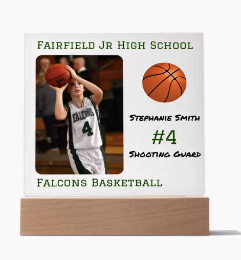 Athletic Sports Keepsake Acrylic Square Plaque - Customized to Player Specifics