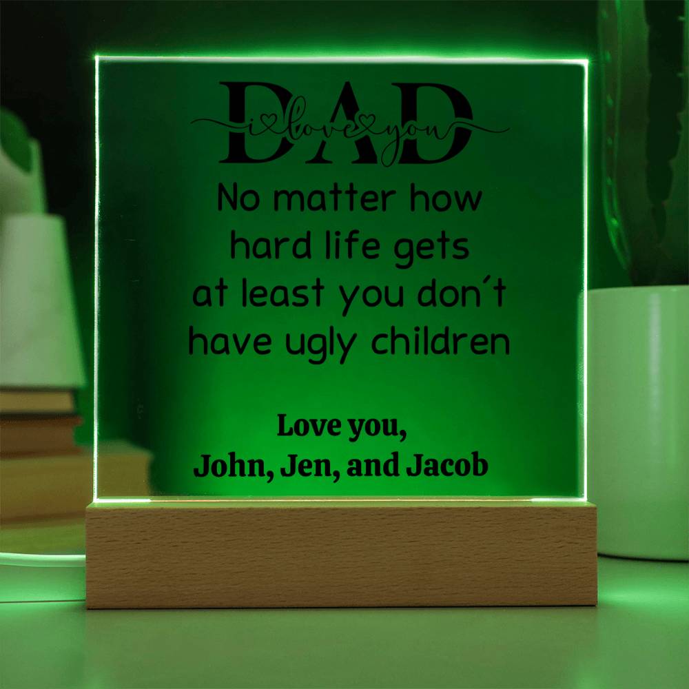Personalized Acrylic Square Plaque Love You Dad