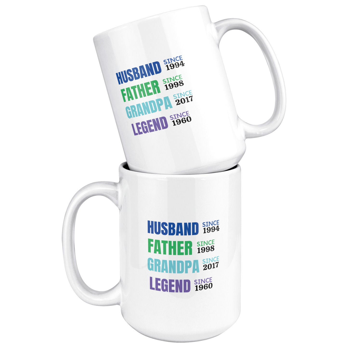 Personalized Husband, Father, Grandpa, Legend White Ceramic Mug - 11oz or 15oz