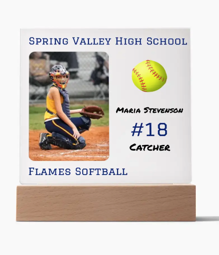 Athletic Sports Keepsake Acrylic Square Plaque - Customized to Player Specifics