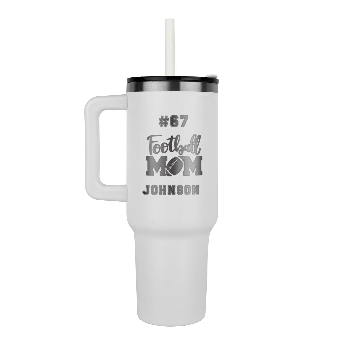 40oz Laser Engraved Tumbler, Stainless Steel Insulated Travel Mug, Custom Football Mom Gift, Personalized Hydrating Cup