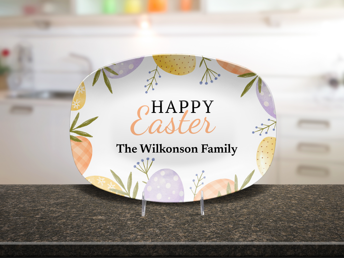 Personalized Happy Easter Pastel Platter