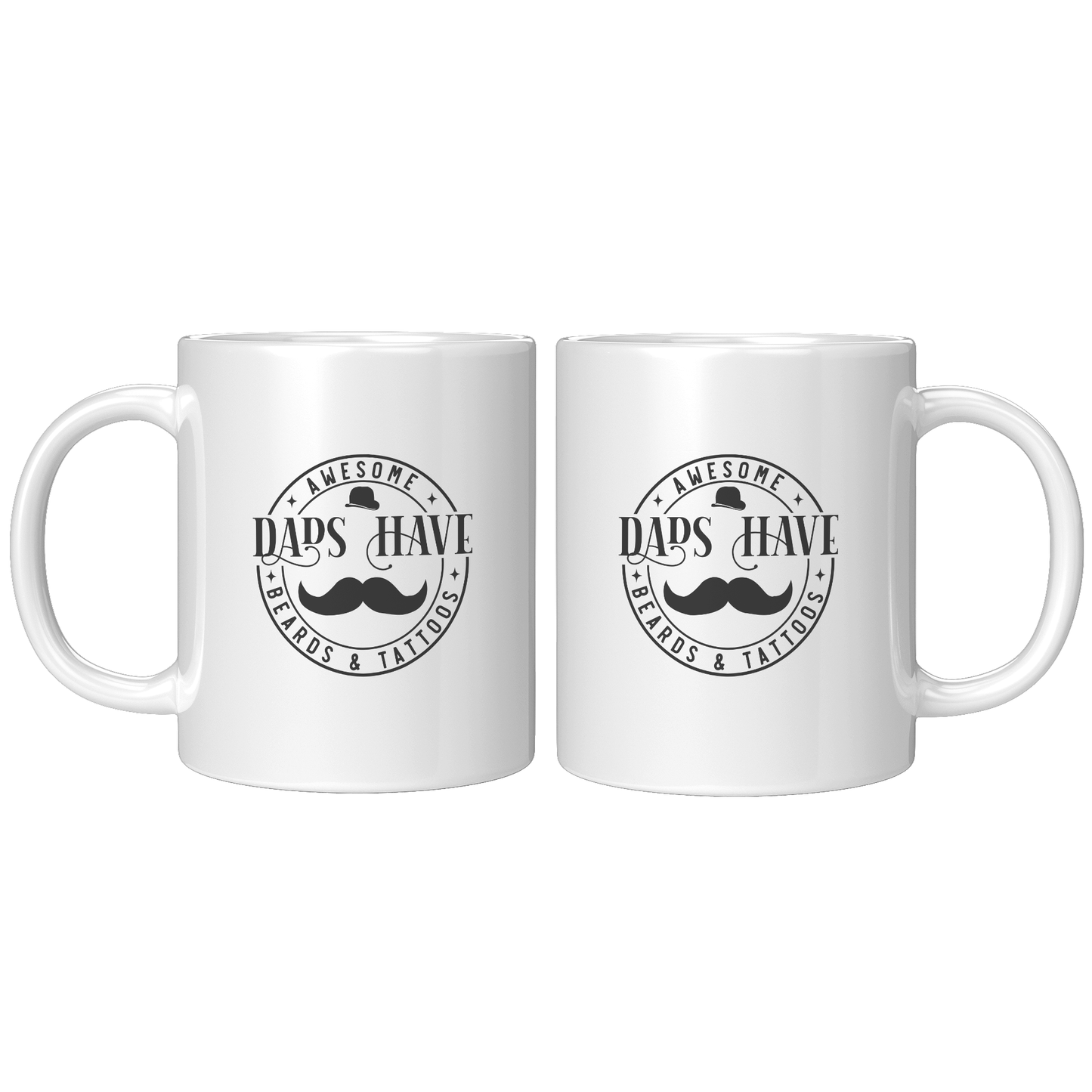 Awesome Dads Have Beards And Tattoos White Ceramic Mug