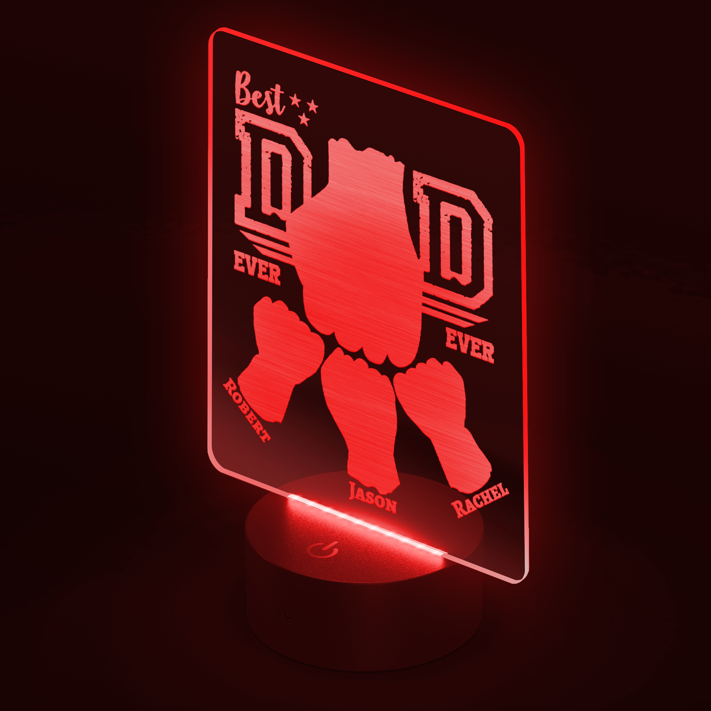 Personalized Best Dad Ever Fist Bump Acrylic Light - Choose 1-4 Children Personalized With Names