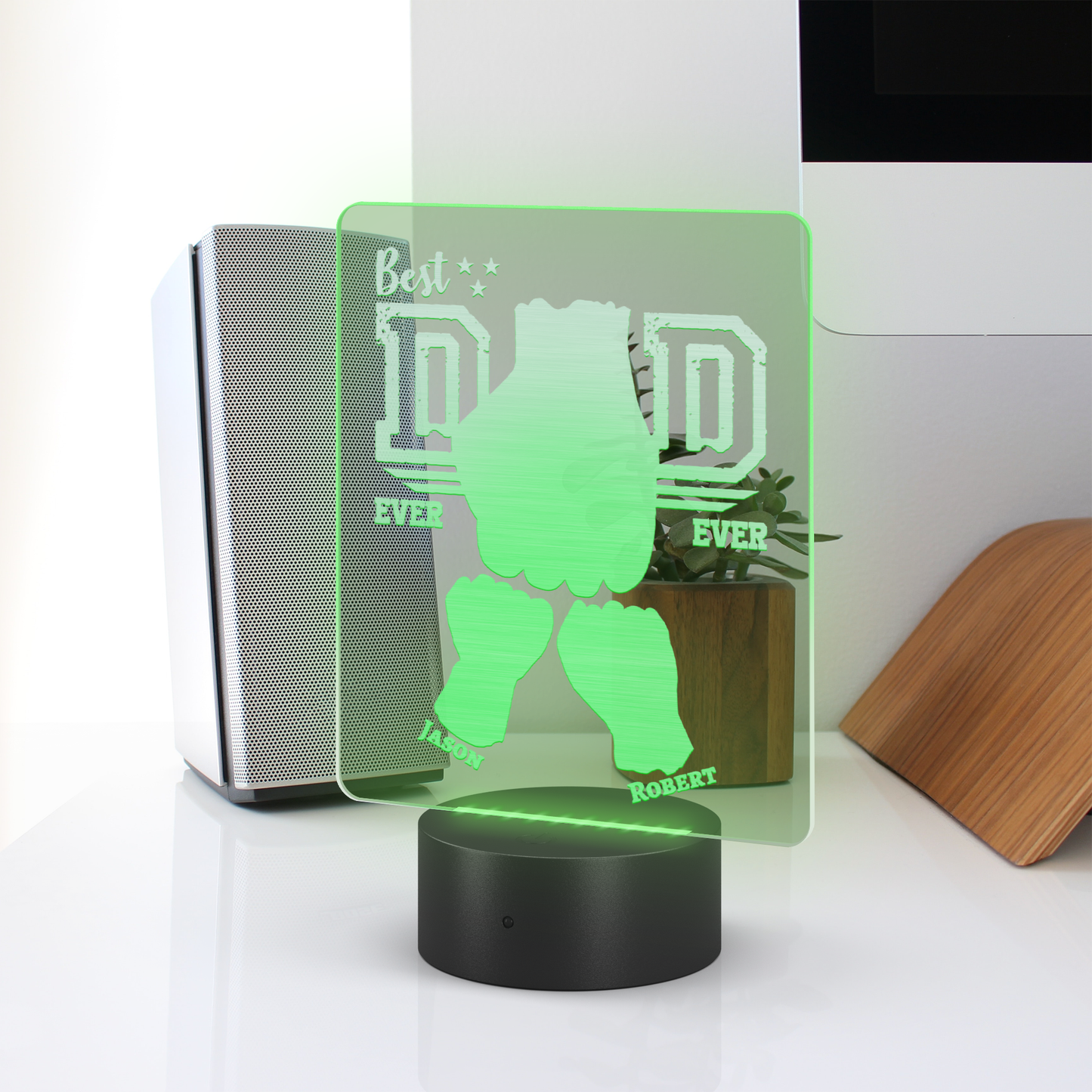 Personalized Best Dad Ever Fist Bump Acrylic Light - Choose 1-4 Children Personalized With Names