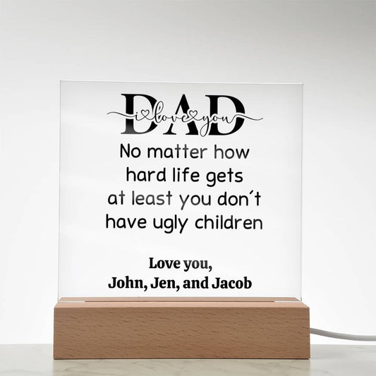 Personalized Acrylic Square Plaque Love You Dad