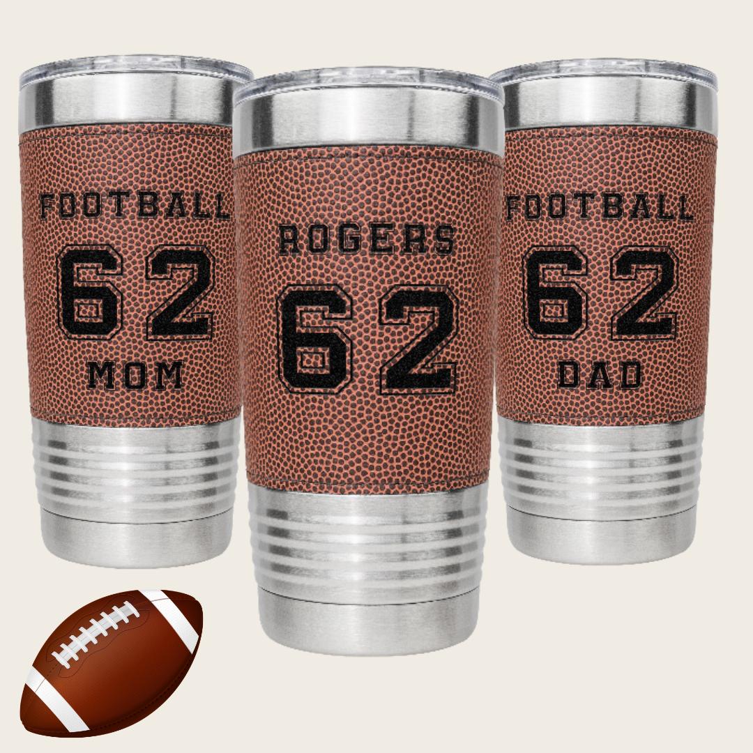 Personalized Player 20oz Football Tumbler Name and Jersey Number
