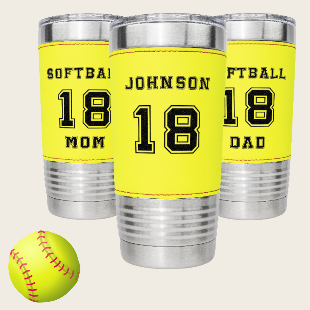 Personalized 20oz Softball Tumbler - Name and Jersey Number Tumbler