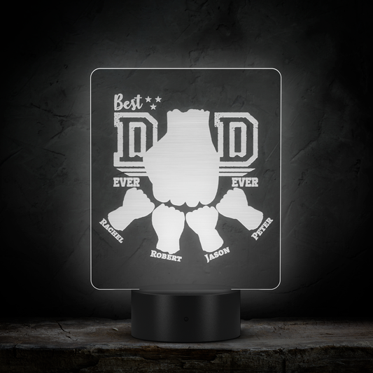 Personalized Best Dad Ever Fist Bump Acrylic Light - Choose 1-4 Children Personalized With Names
