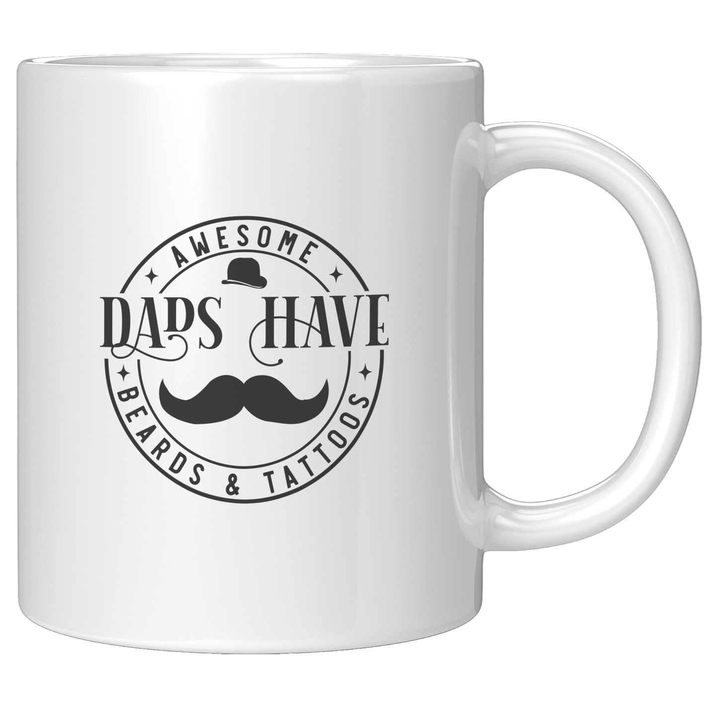 Awesome Dads Have Beards And Tattoos White Ceramic Mug