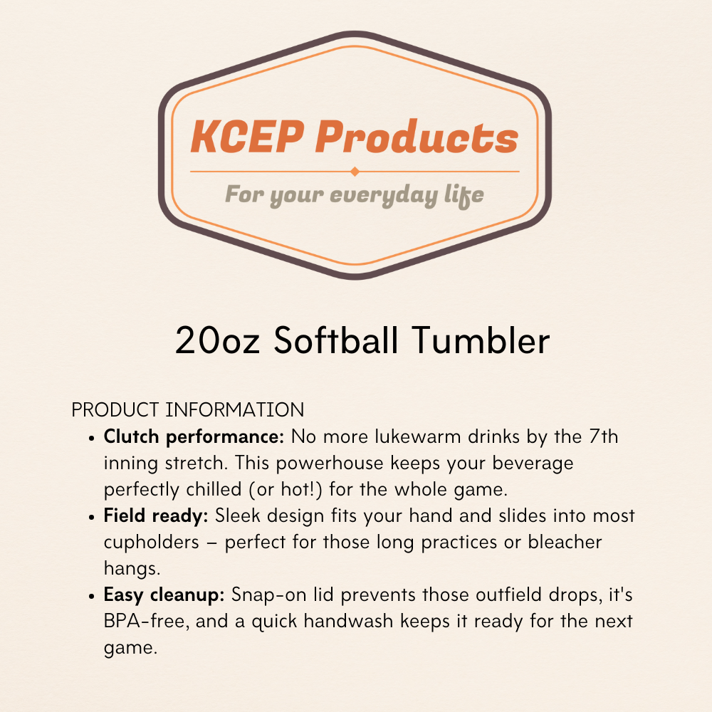 Personalized 20oz Softball Tumbler - Name and Jersey Number Tumbler