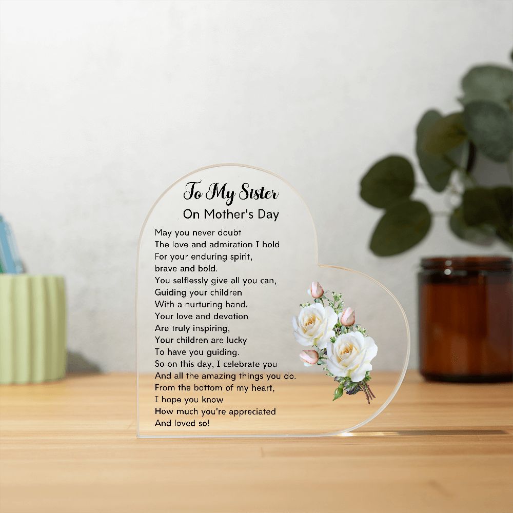 To My Sister on Mother's Day Acrylic Plaque