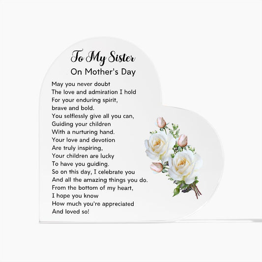 To My Sister on Mother's Day Acrylic Plaque