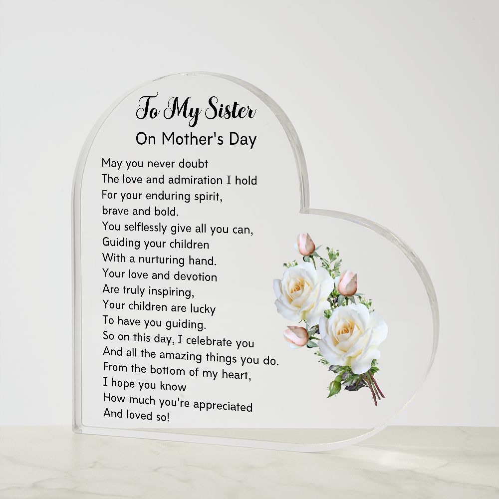 To My Sister on Mother's Day Acrylic Plaque