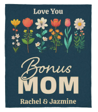 Personalized Bonus Mom Jersey Fleece Blanket 50" x 60"