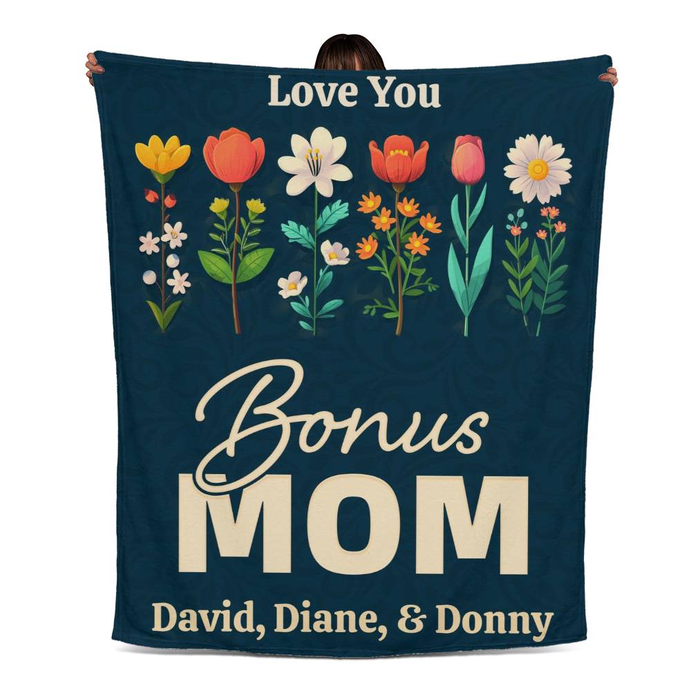 Personalized Bonus Mom Jersey Fleece Blanket 50" x 60"