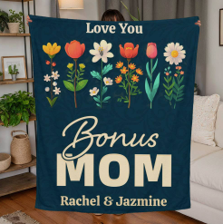 Personalized Bonus Mom Jersey Fleece Blanket 50" x 60"