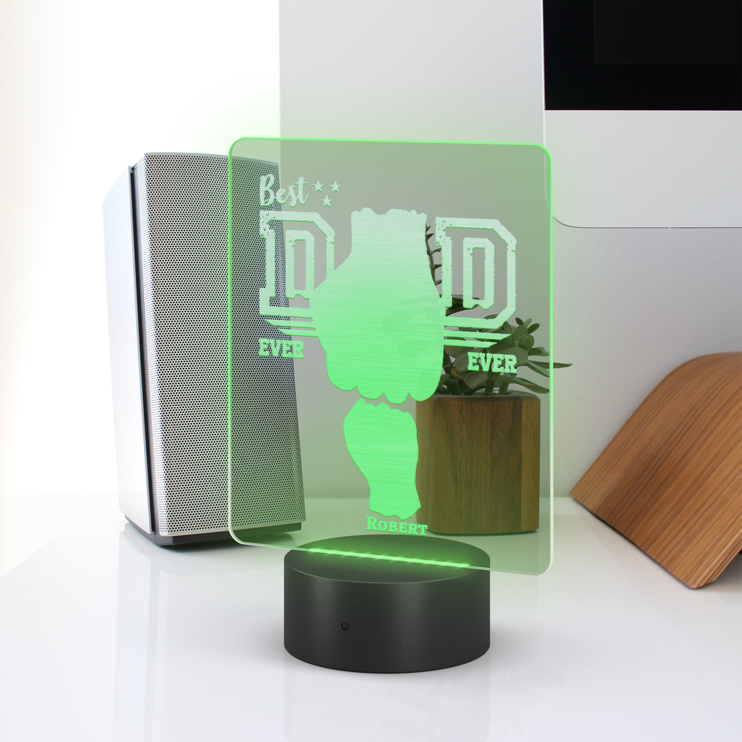 Personalized Best Dad Ever Fist Bump Acrylic Light - Choose 1-4 Children Personalized With Names