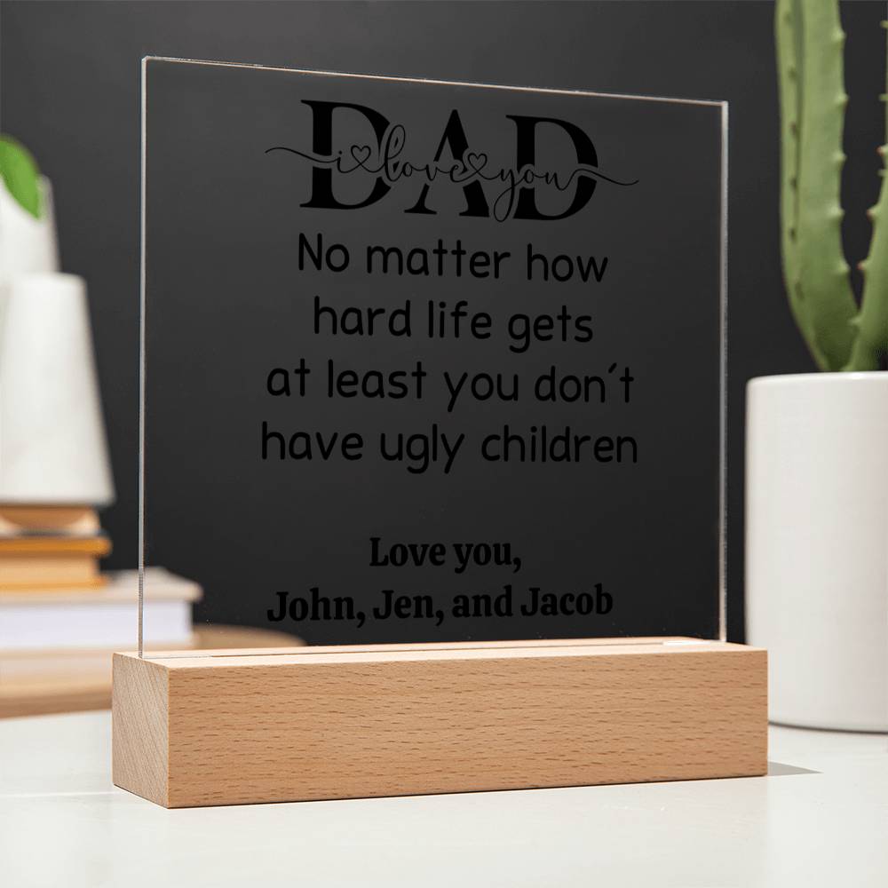 Personalized Acrylic Square Plaque Love You Dad