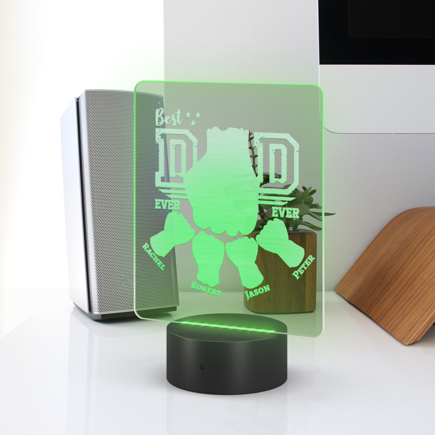 Personalized Best Dad Ever Fist Bump Acrylic Light - Choose 1-4 Children Personalized With Names