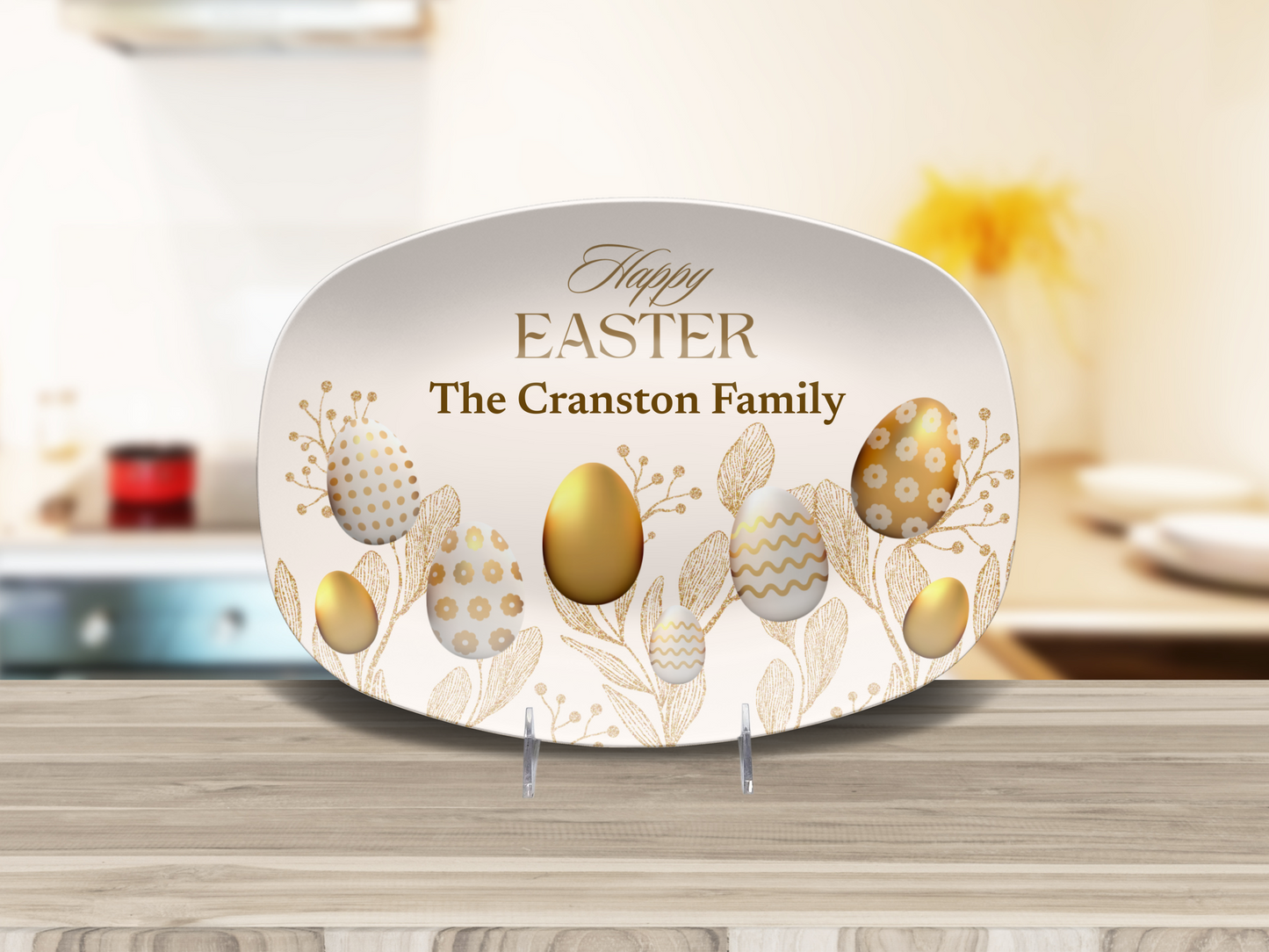 Personalized Happy Easter Golden Egg Platter