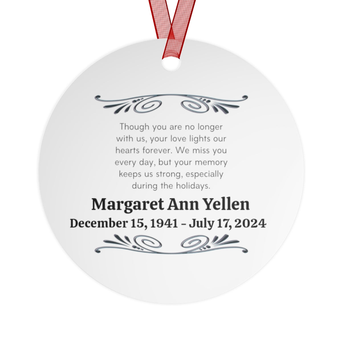 Memorial Customized Christmas Metal Ornaments Two-Sided Print