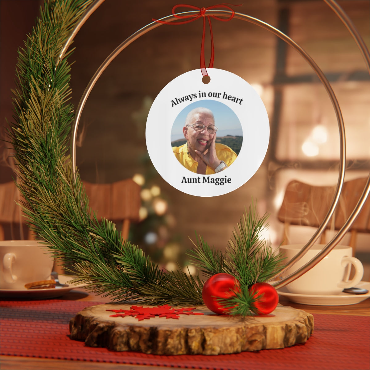 Memorial Customized Christmas Metal Ornaments Two-Sided Print