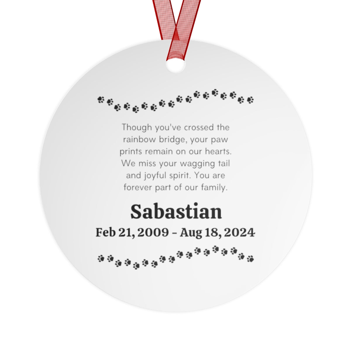 Personalized Metal Christmas Pet Ornaments Two-Sided Printing
