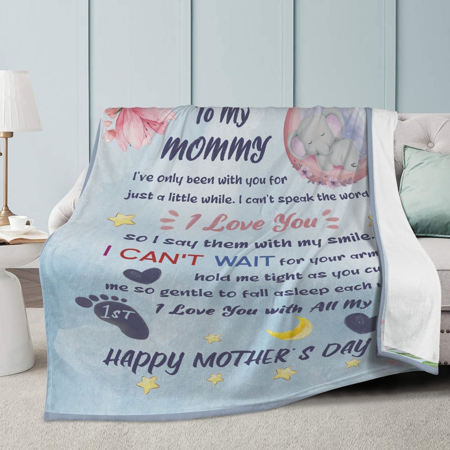 Happy 1st Mother's Day Dual-sided Stitched Fleece Blanket