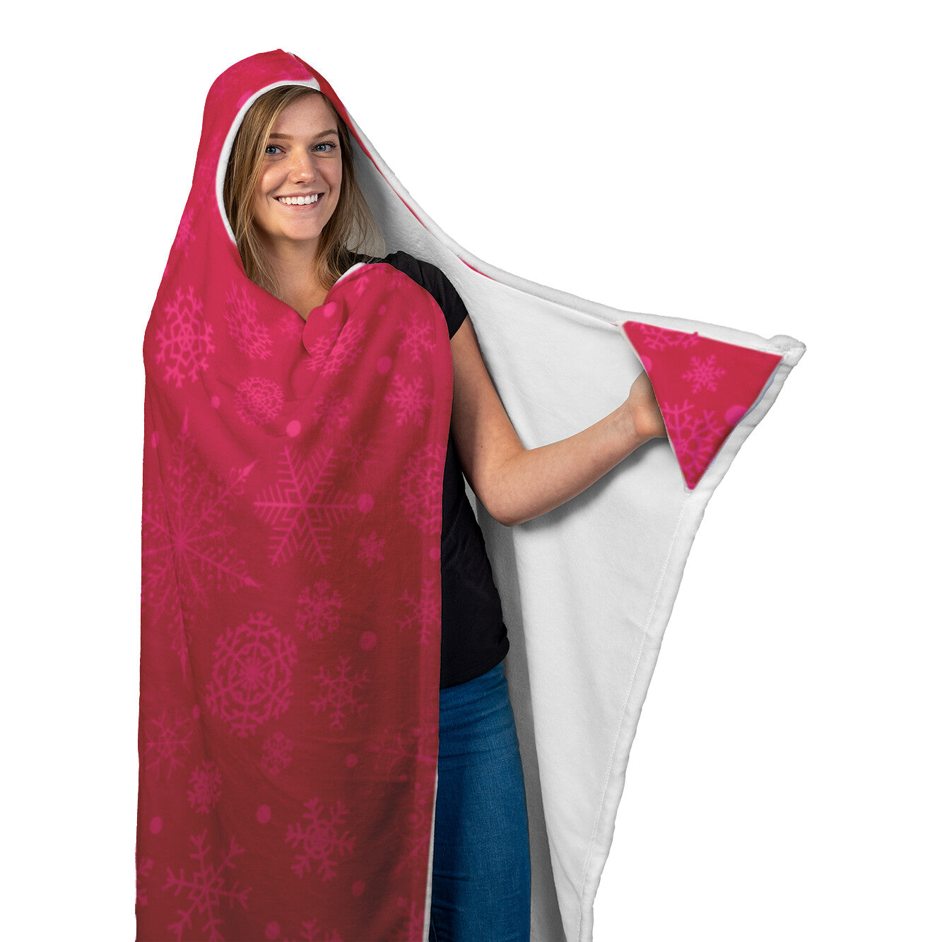 Festive Red Christmas Hooded Blanket