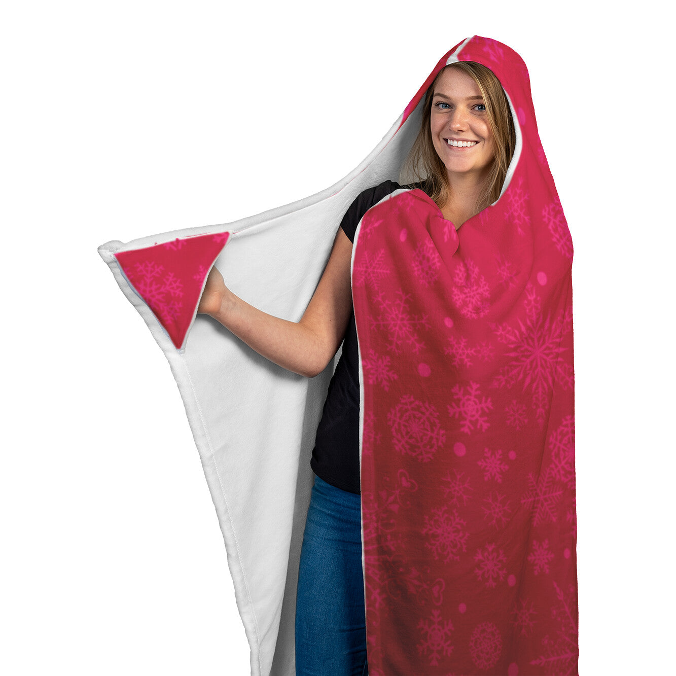 Festive Red Christmas Hooded Blanket