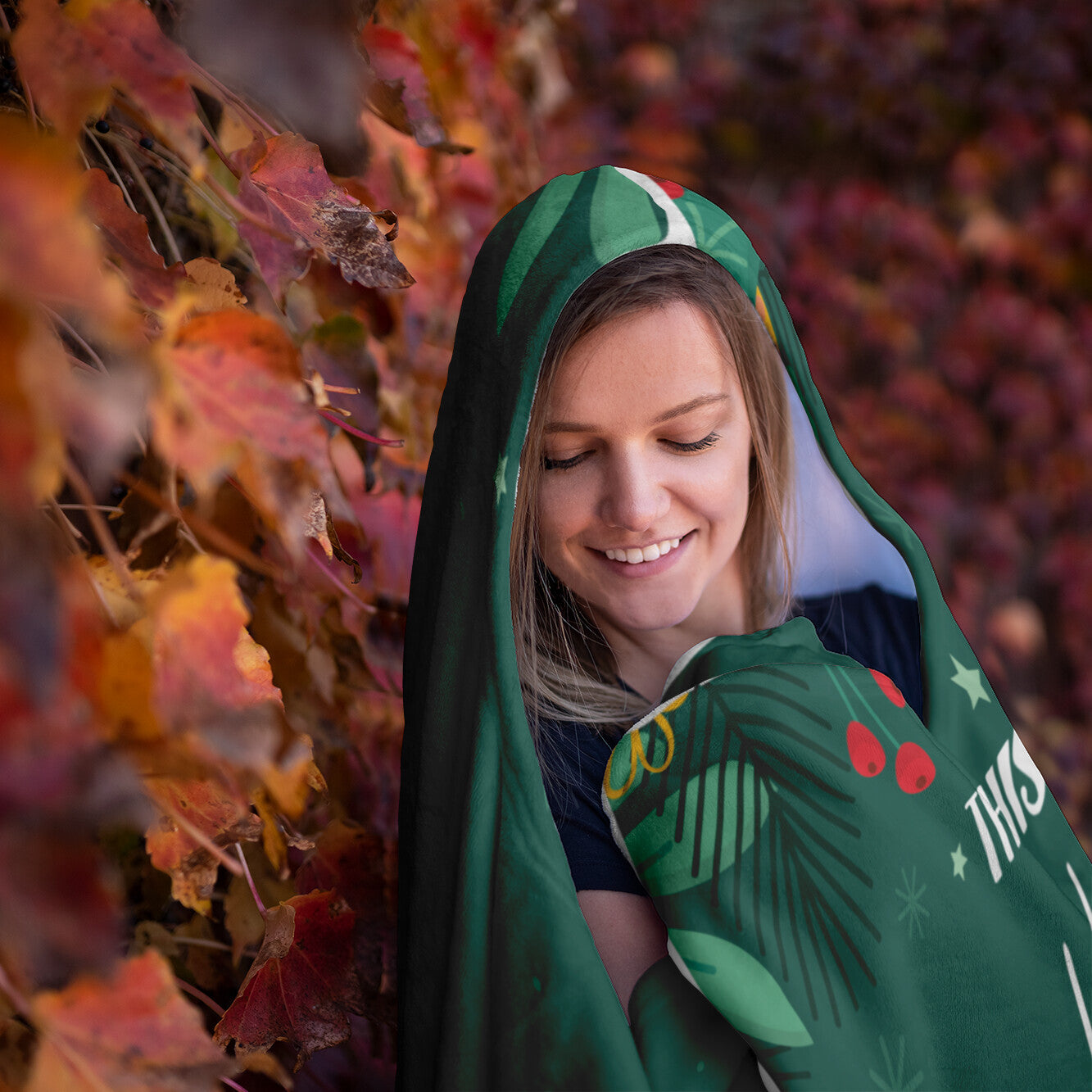 Hallmark Movie Watching Hooded Blanket - Green