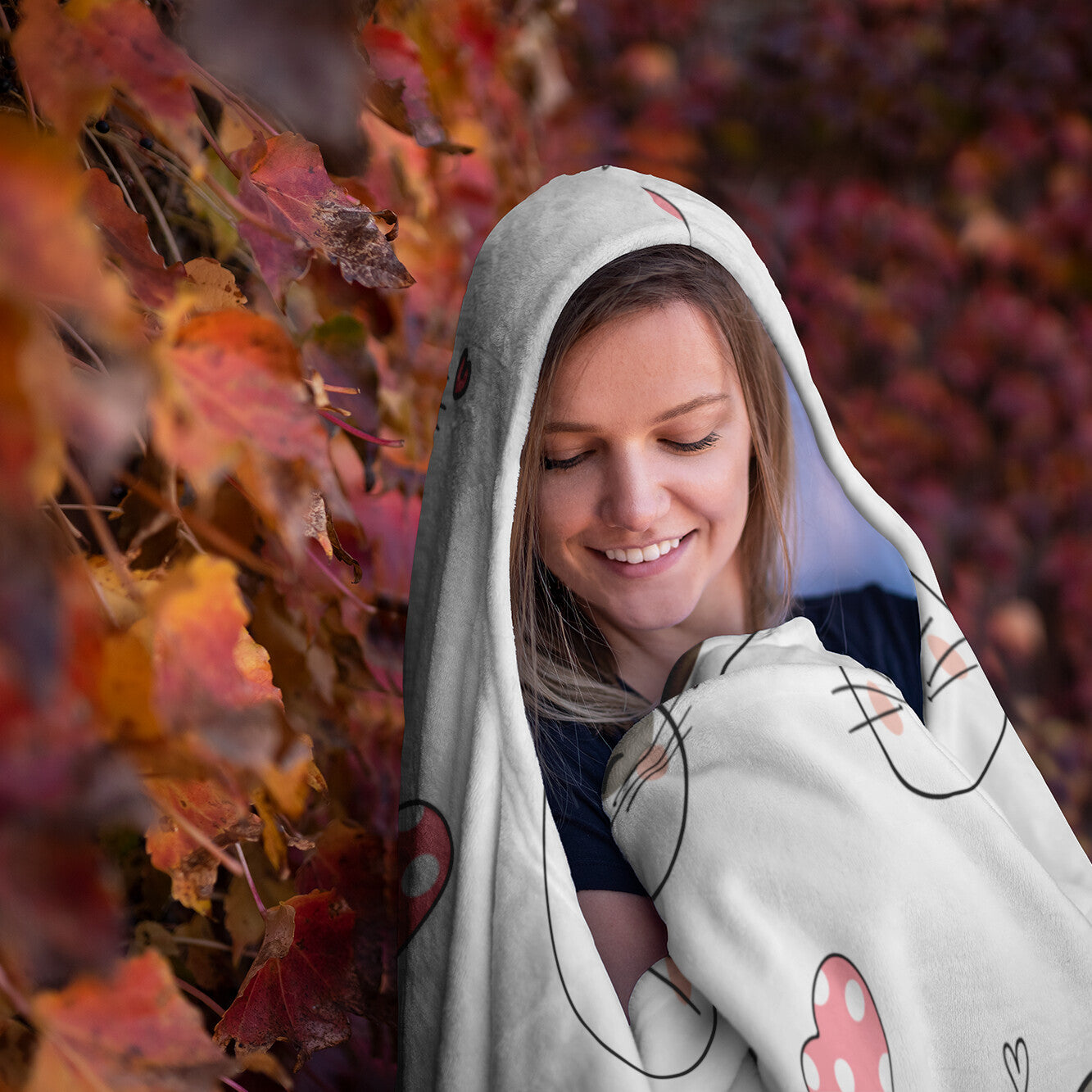 Happy Kitty Hooded Blanket