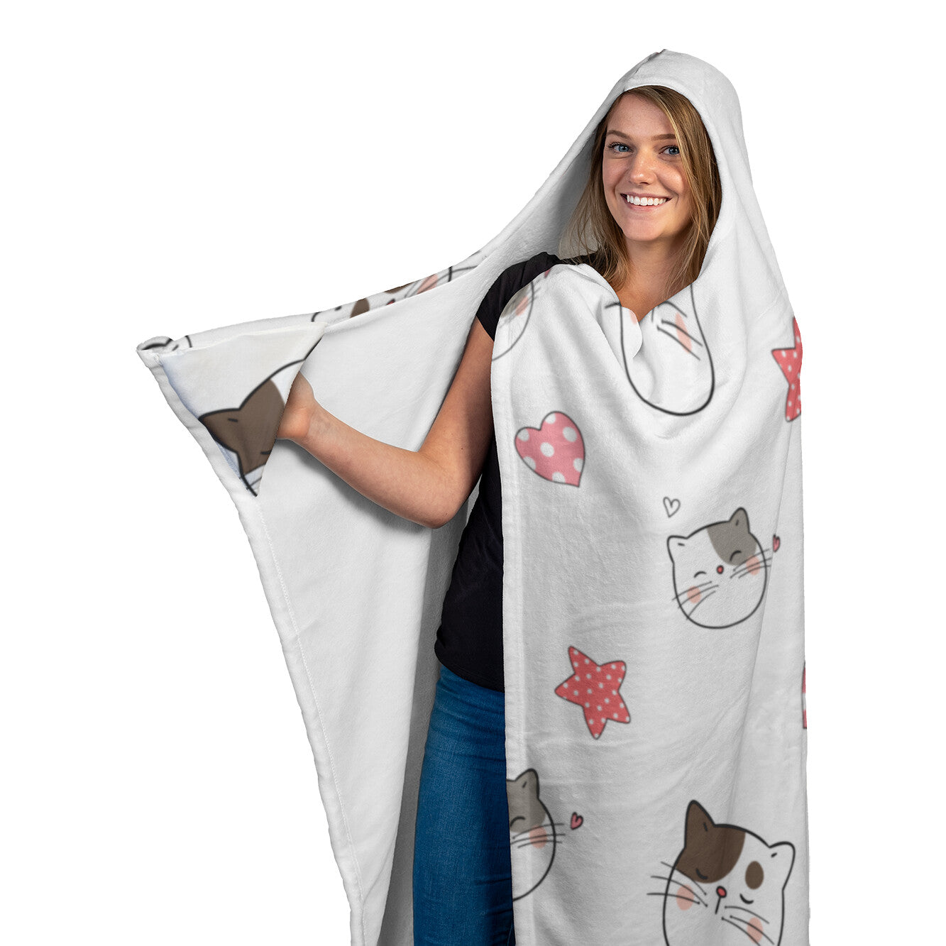 Happy Kitty Hooded Blanket