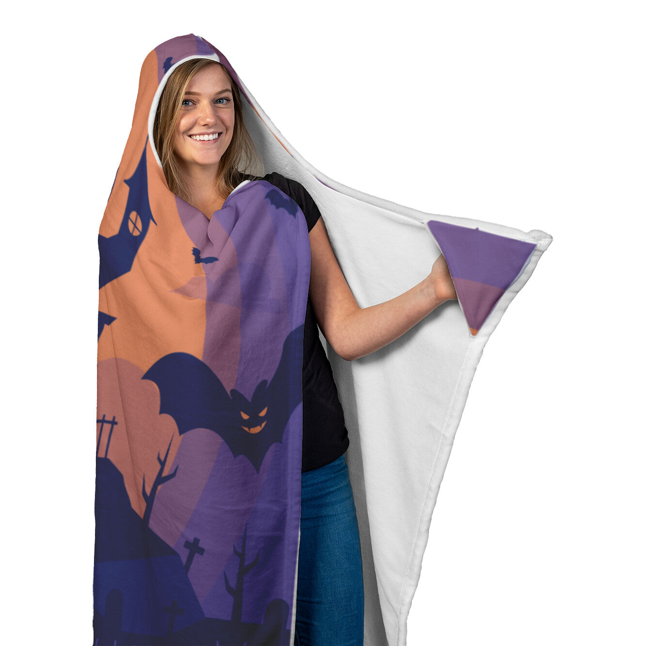 Haunted House Halloween Hooded Blanket