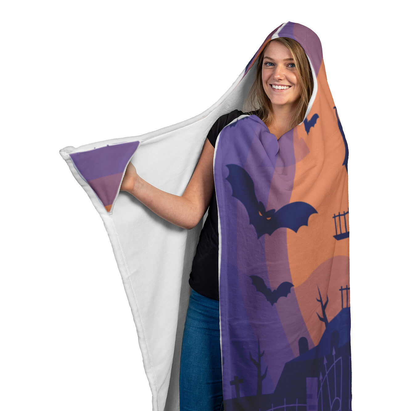Haunted House Halloween Hooded Blanket