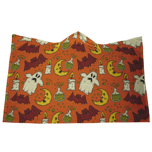 Orange Halloween Hooded Blanket