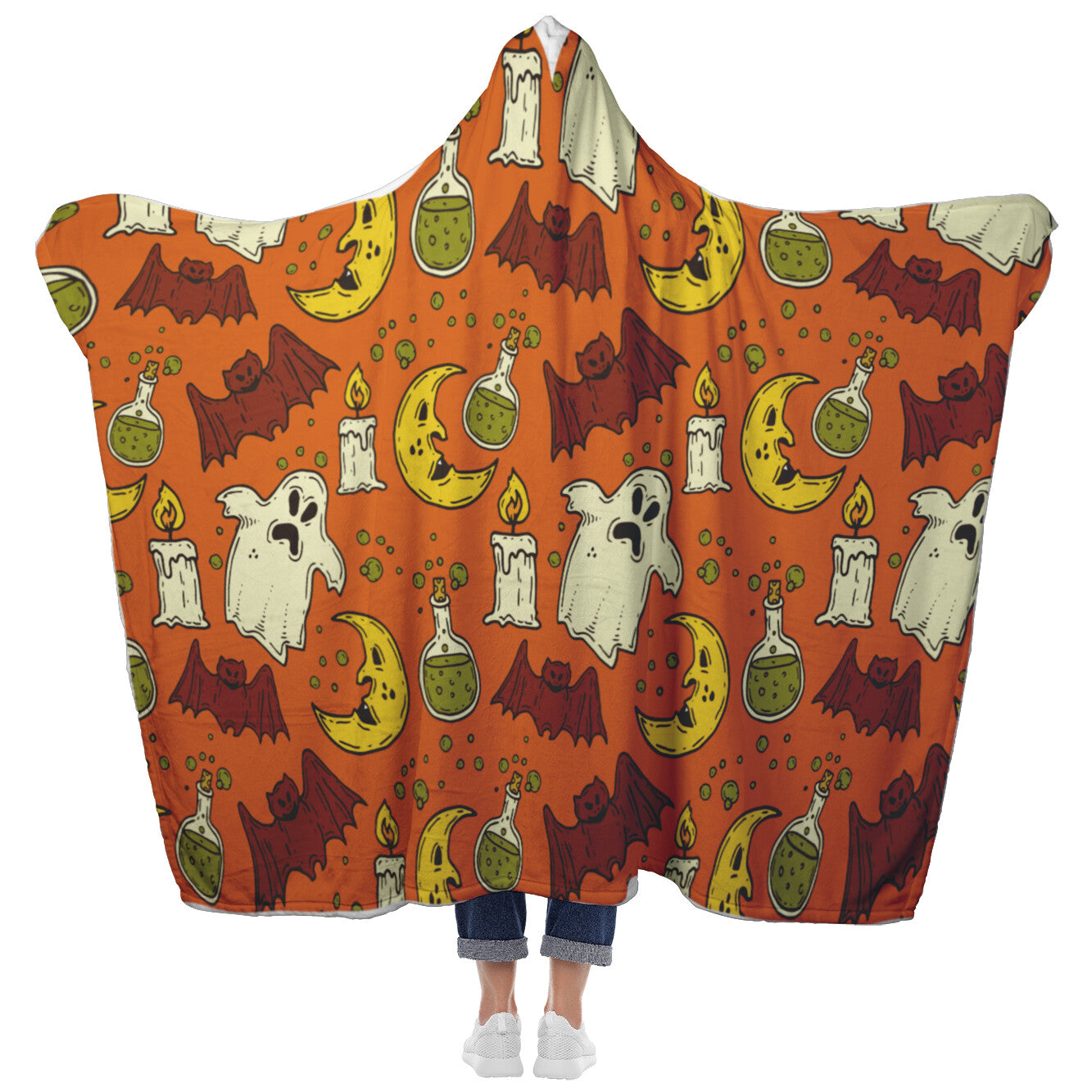 Orange Halloween Hooded Blanket