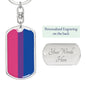 BiSexual Pride Flag - Dog Tag Keychain - Silver or Gold - Engraving Option