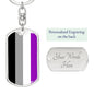 Asexual Pride Flag Keychain - Gold or Silver - Engraving Option